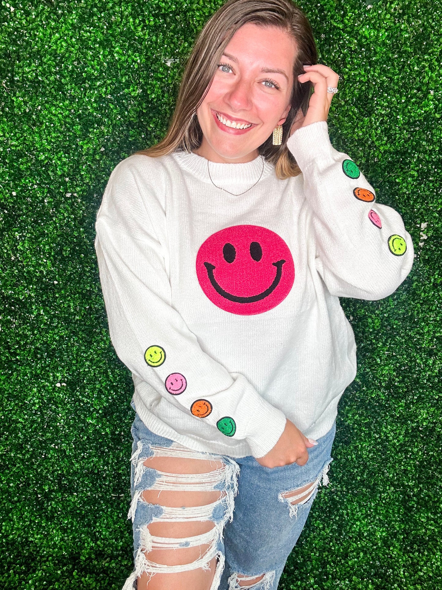 Smiley Patch Sweater